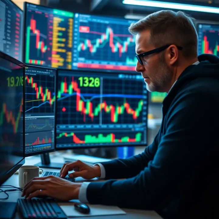 Illustration of a trader studying market charts and applying price action strategies