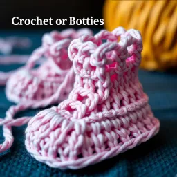 Diagram showing crochet stitches used to create baby booties including chain and single crochet