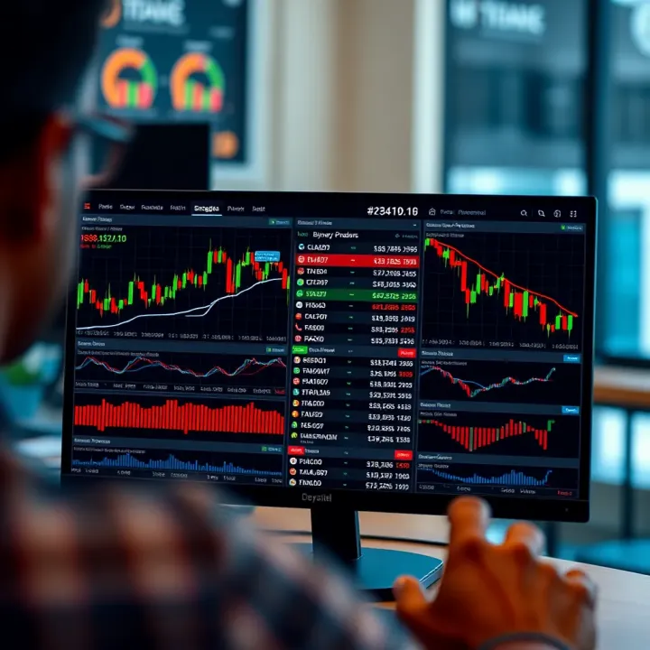 User interface of a binary options trading platform showing various charts and asset options available for trading