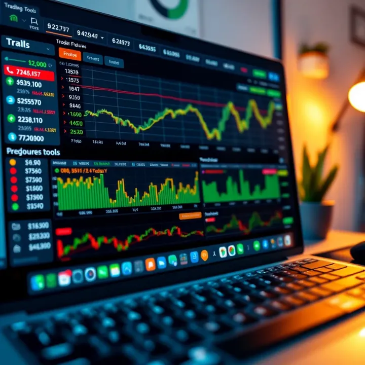 Dashboard displaying trading tools, cost comparison charts, and security features for day trading