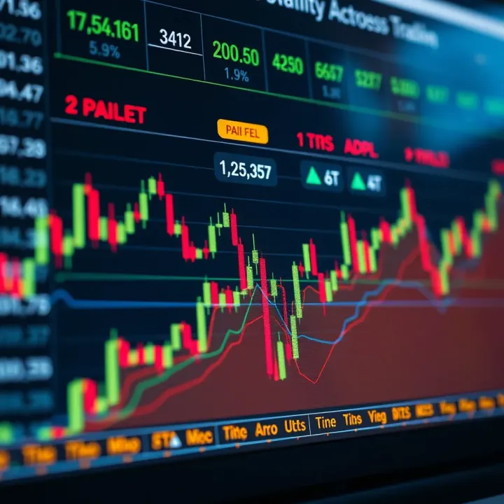 Financial chart displaying market volatility during different trading sessions