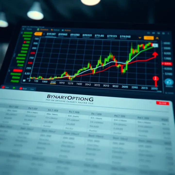 Chart showing binary options trading with free demo account platform