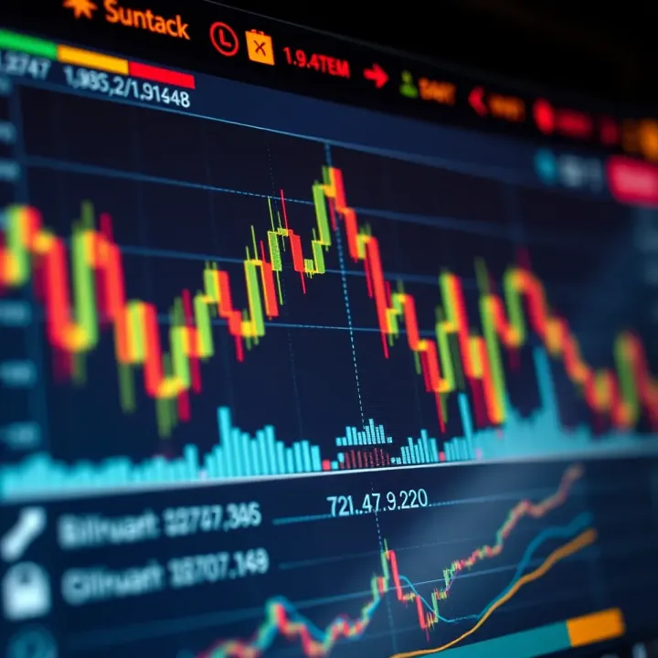 Graph showing different binary options indicators used for trading analysis