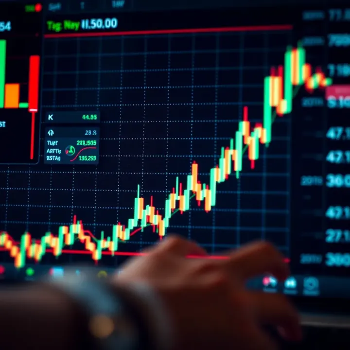 Graph showing rapid financial market fluctuations with highlighted short-term binary options trading