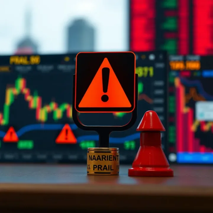 Illustration showing financial risk and caution symbols related to binary options trading in Brazil