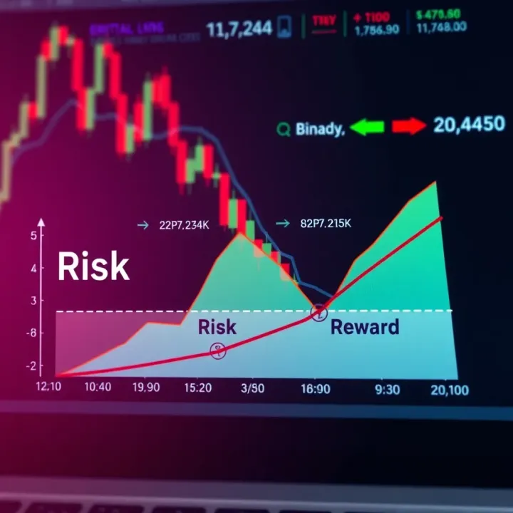 Graph illustrating risk and reward balance in binary options trading with key factors highlighted