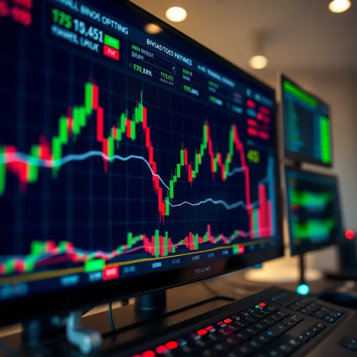 Binary options trading chart showing fluctuating market trends