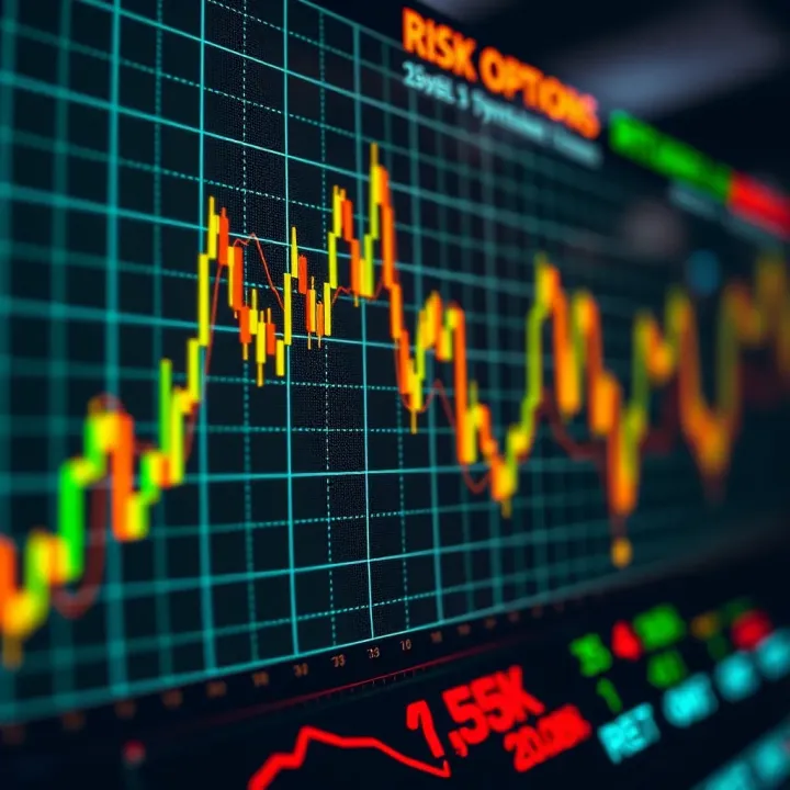 Graph showing fluctuating financial data representing binary options trading risks