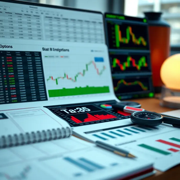 Binary options trading spreadsheet showing organized data and analysis charts