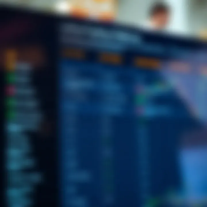 Comparison chart showing features and costs of different day trading platforms