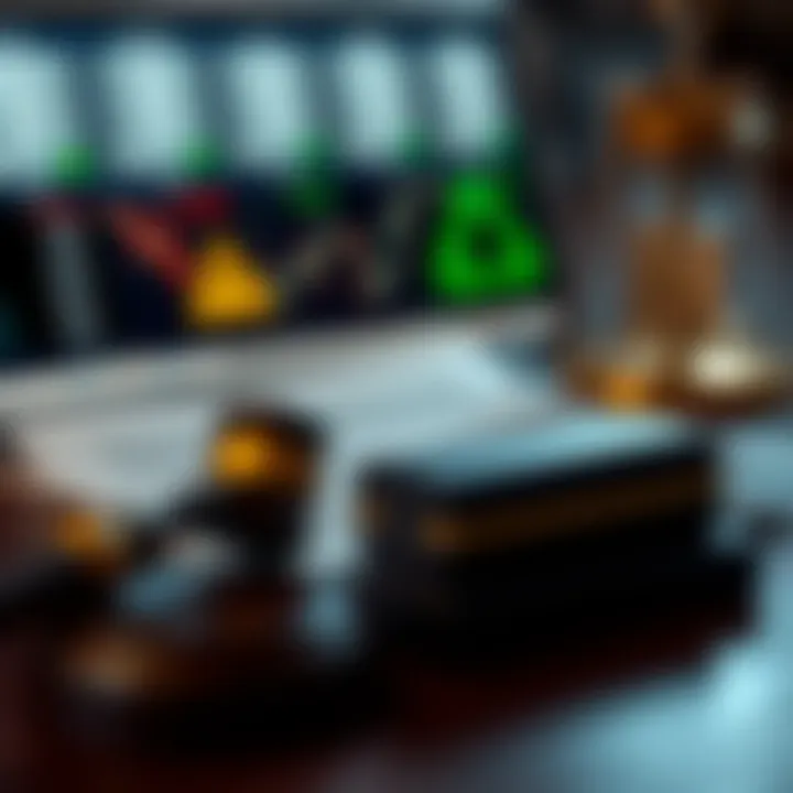 Legal Aspects and Risk Management in Binary Options Trading Illustration of a secure financial transaction with legal documents and caution symbols