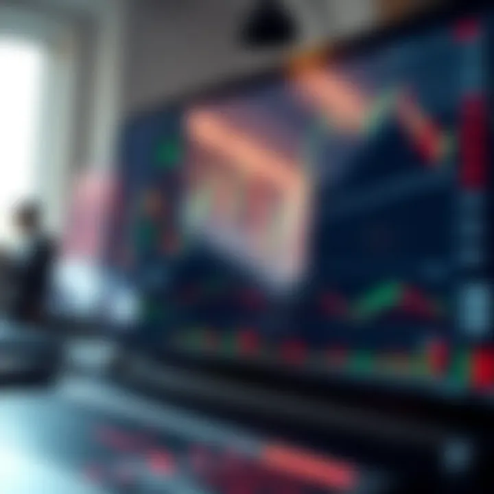 Digital interface displaying binary options trading charts and market data