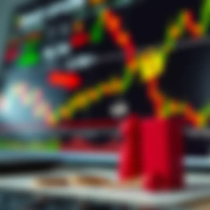 Illustration showing the basic concept of binary options trading with financial charts and decision-making symbols