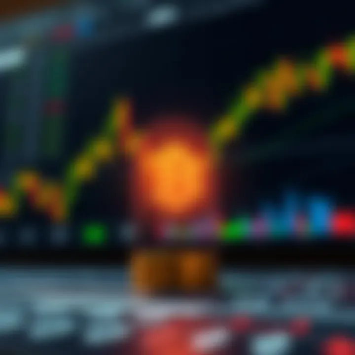 Illustration showing the concept of binary options trading with financial charts and digital graphs
