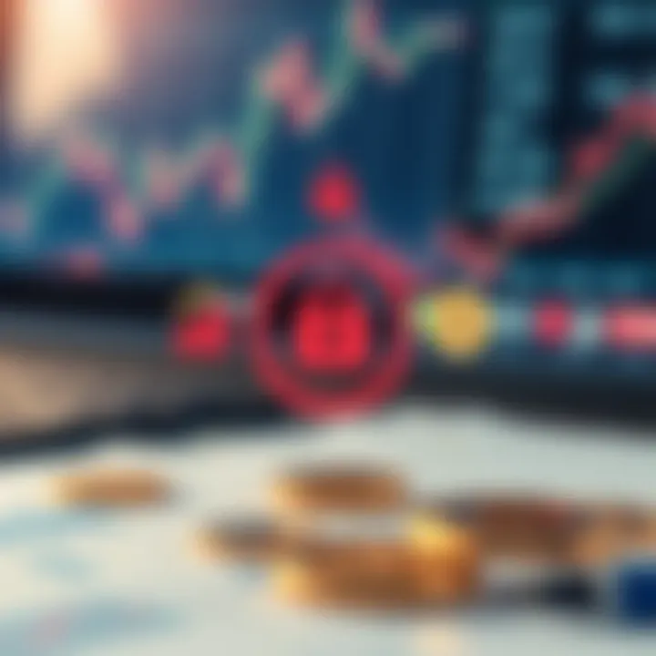 Illustration of financial graphs, security symbols, and cost analysis icons