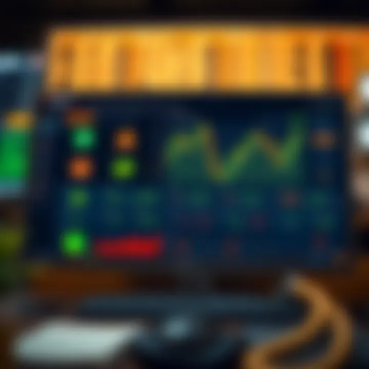 Graphical dashboard illustrating variety of assets and trading tools
