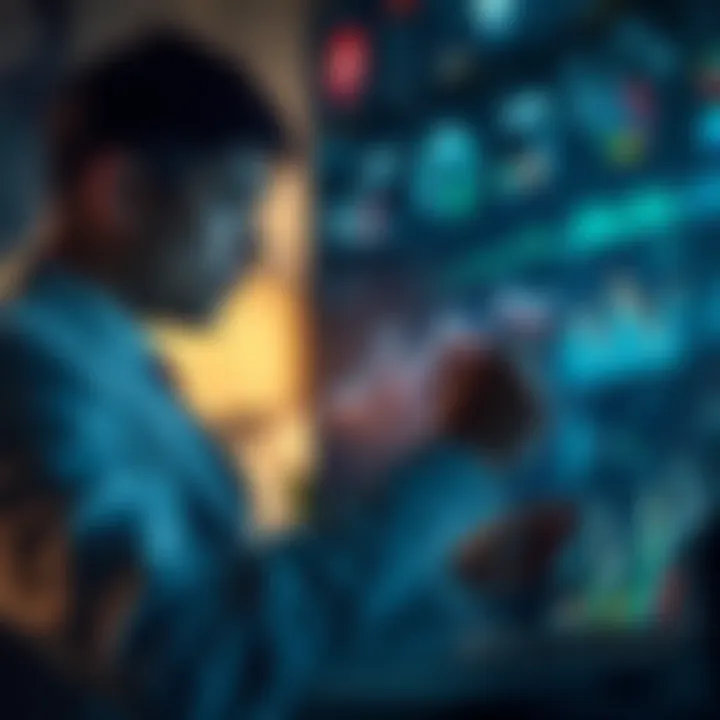 Businessperson reviewing data graphs to identify market opportunities and trends