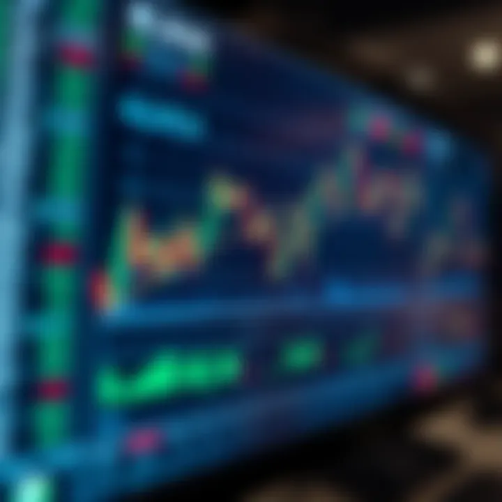 Illustration of a digital screen displaying binary options trading charts and data