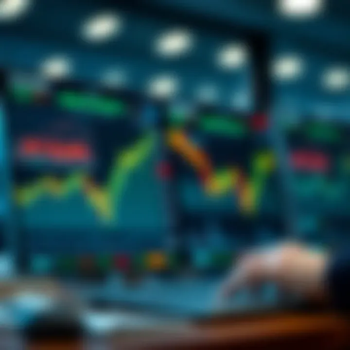 Visual representation of investment strategy testing using a demo platform with performance graphs