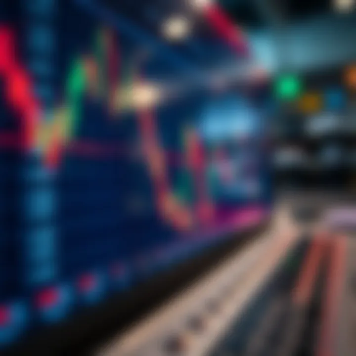 Visual representation of cryptocurrency market trends with digital graph and candlestick chart