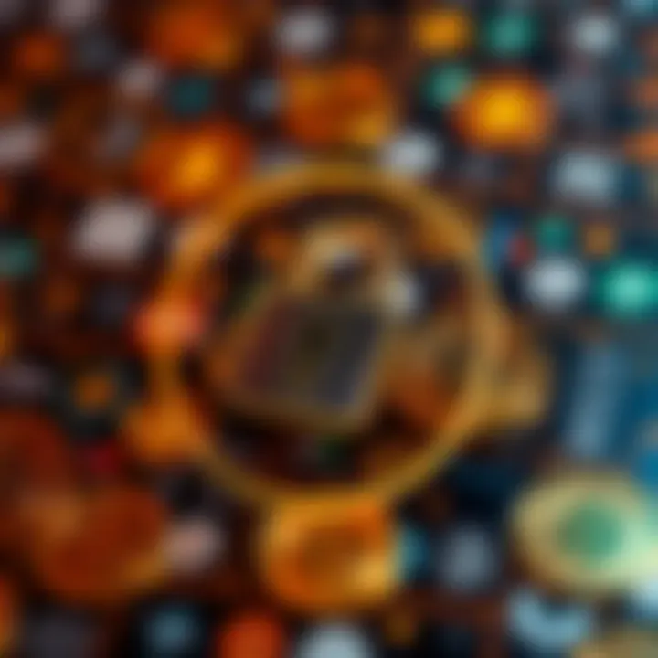 Secure digital lock symbol overlaid on a background of cryptocurrency icons representing platform security