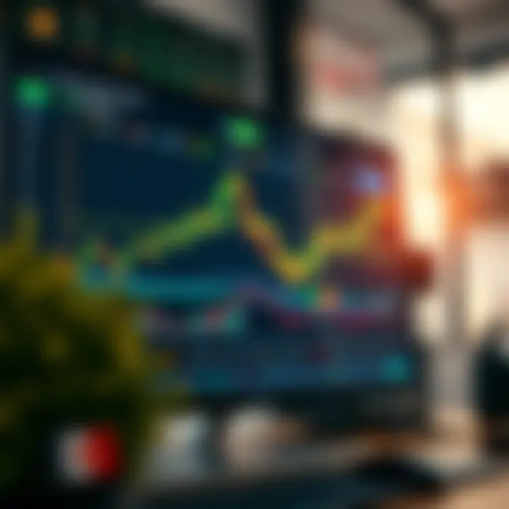 Dashboard with financial trading indicators and tools on a computer screen