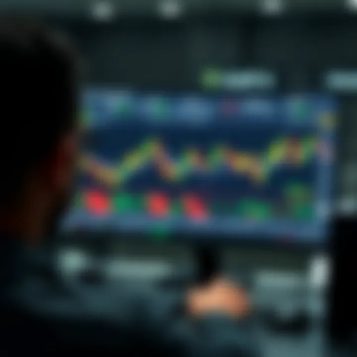 Digital trading platform displaying investment charts and controls in a simulation mode