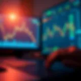 Digital trading platform interface showing simulated investment charts and data