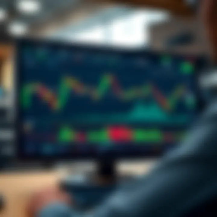 User interface of trading platform displaying virtual trades and market data