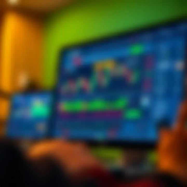 Illustration showing a digital trading platform with demo account features on screen