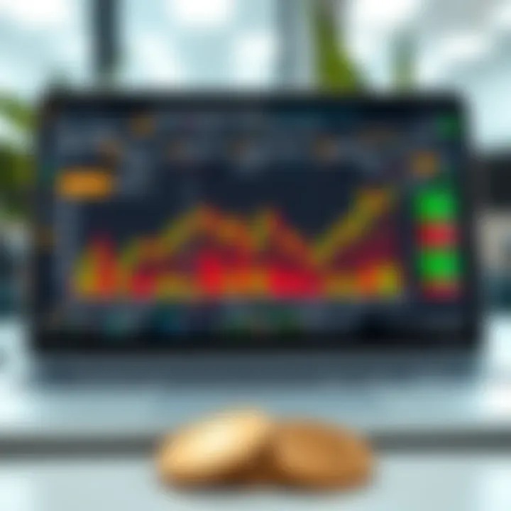 Graphic illustrating the concept of a demo trading account for mini index with charts and a trading platform interface