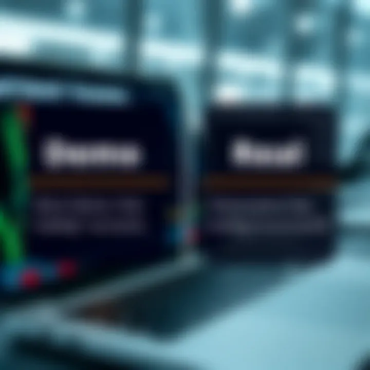 Graphical comparison between demo and real trading accounts highlighting key differences