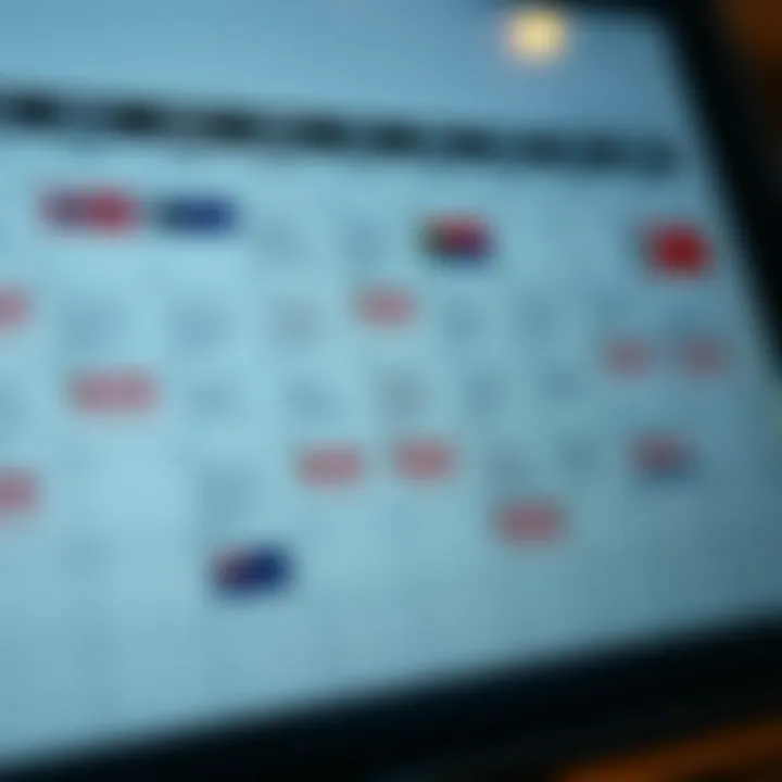 Detailed economic calendar highlighting significant financial events and market indicators