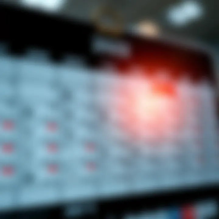 Calendar displaying key economic events and market indicators for the year