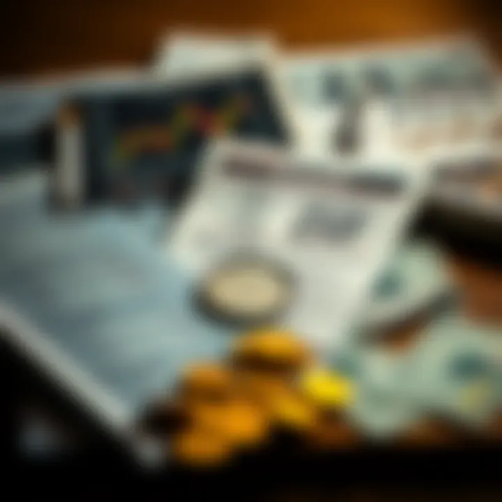 Illustration of essential concepts and strategies for binary options investment with educational materials