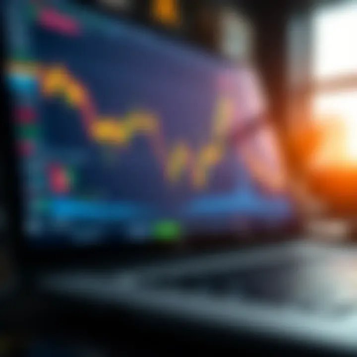 Graph showing binary options trading trends and market fluctuations on a digital screen