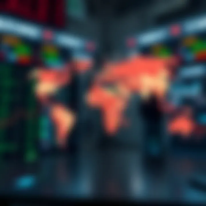 Global currencies exchanging around the world representing forex trading