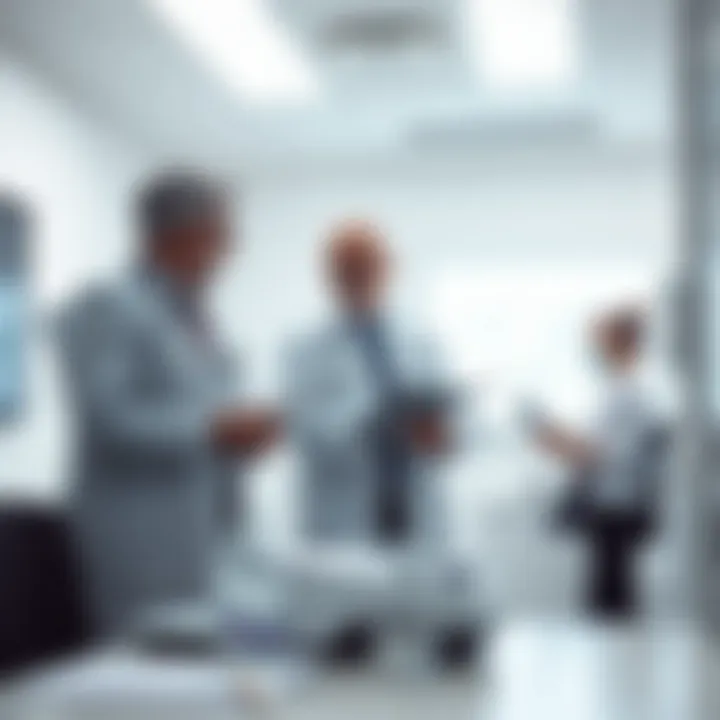 Hospital risk management team analyzing safety protocols