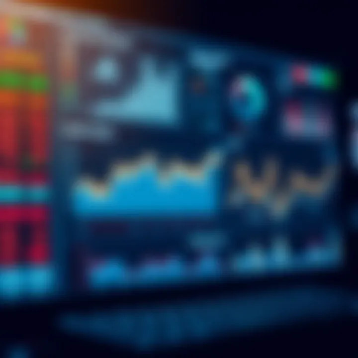 Market analysis data displayed on a digital dashboard with graphs and charts