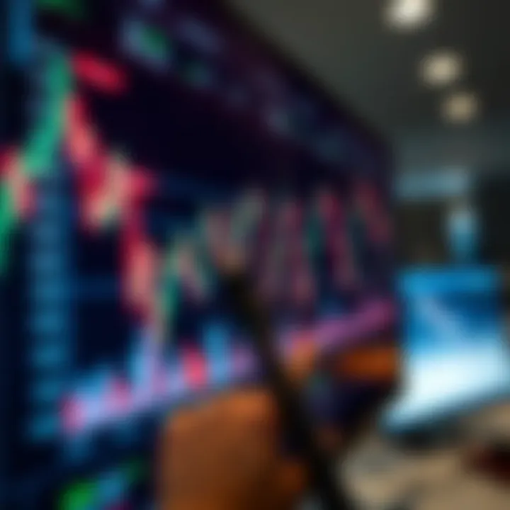 Graph showing market trends and data analysis on a digital screen