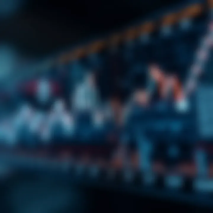 Conceptual representation of market trends and data interpretation with abstract graphical elements