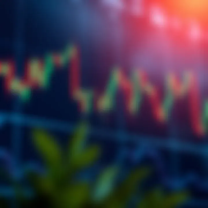 Technical chart combining price action candlesticks with trading indicators