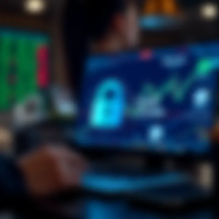 Illustration of secure online trading with cost and support icons