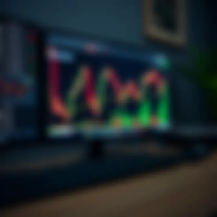 Collection of themed digital wallpapers featuring financial charts and binary options symbols