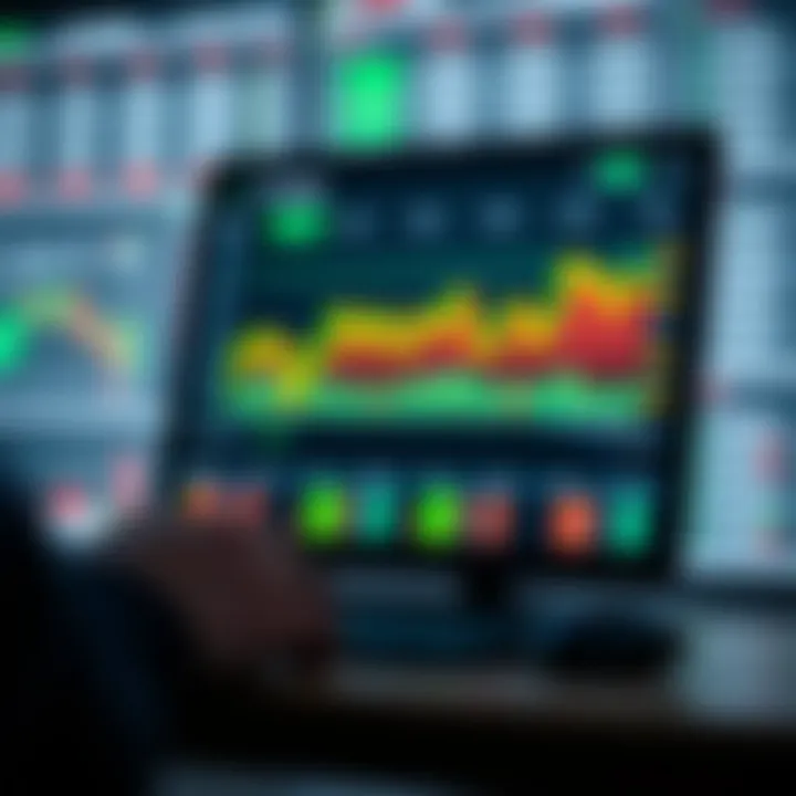 Illustration showing online trading platform interface for binary options in Brazil with charts and trading options