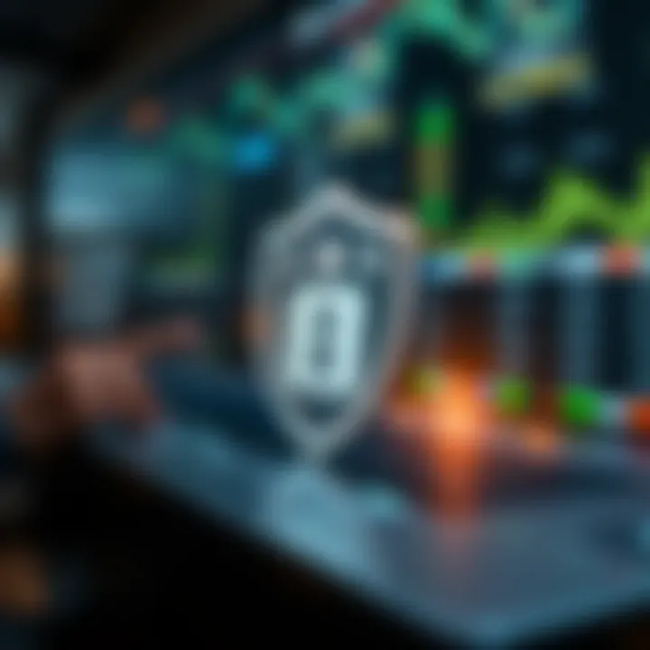 Visual representation of secure and trustworthy binary options brokerage with shield and financial symbols