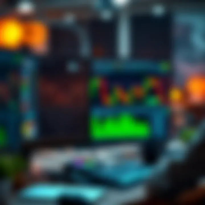 User analyzing financial data and managing risk using specialized trading tools on a computer screen