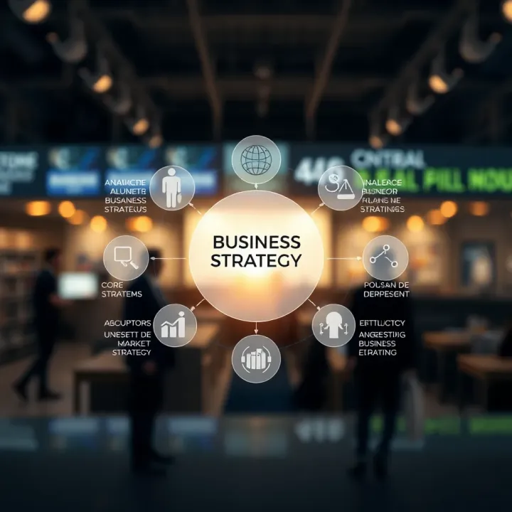 Diagram illustrating the core elements of business strategy and market analysis with interconnected components