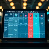 Comparison chart illustrating features and pricing of various e-commerce platforms