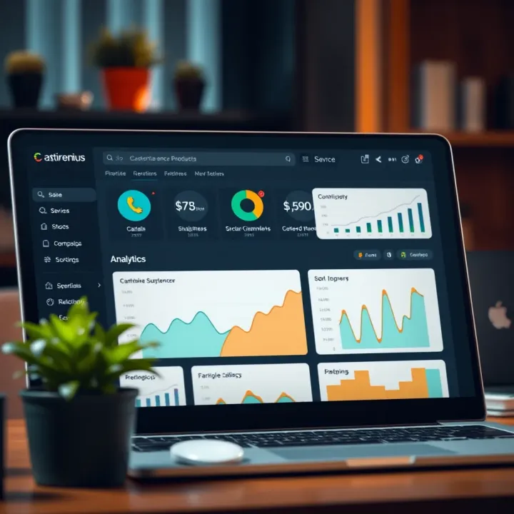 Illustration of an online store dashboard showing customization options and sales analytics